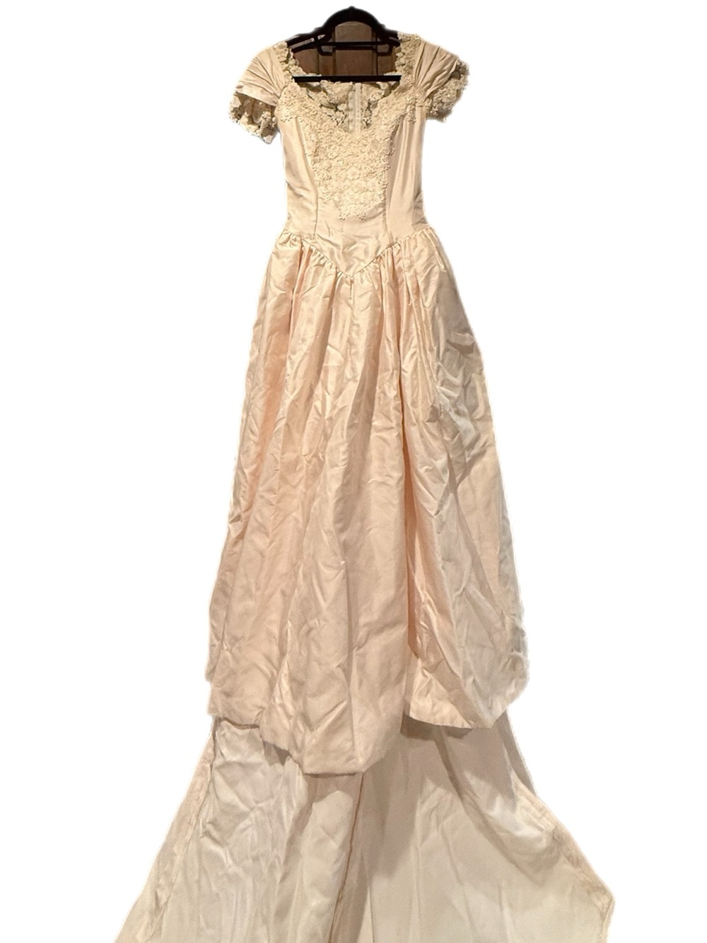 Vintage Priscilla of Boston Blush Silk Wedding Gown & Veil